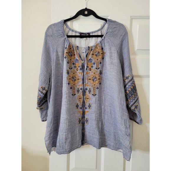 Johnny Was Tops - Johnny was embroidered blouse XL